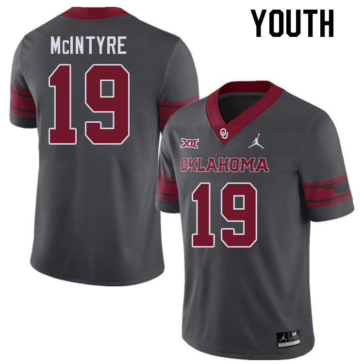 Youth #19 Kade McIntyre Oklahoma Sooners College Football Jerseys Stitched Sale-Charcoal